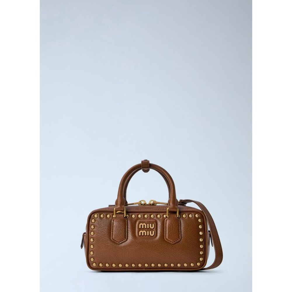 Miu Miu Women Brandy Arcadie Studded Leather Bag